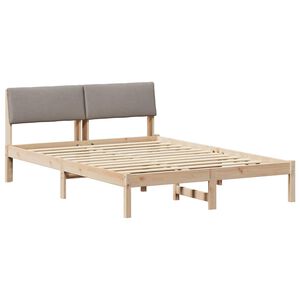 vidaXL Bedframe Bruin en taupe 140 x 190 cm Massief grenenhout
