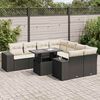 vidaXL 9-delige Loungeset met kussens poly rattan zwart