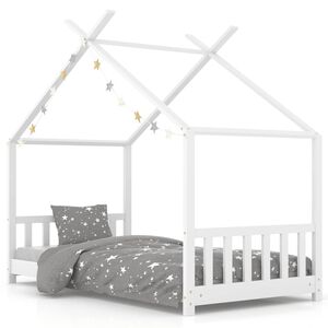 vidaXL Kinderbedframe massief grenenhout wit 80x160 cm