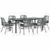 vidaXL 7-delige Tuinset met kussens poly rattan glas grijs