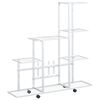 vidaXL Bloemenstandaard met wielen 94,5x25x92,5 cm metaal wit