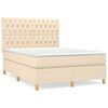 vidaXL Boxspring met matras stof cr&egrave;mekleurig 140x200 cm