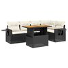 vidaXL 6-delige Loungeset met kussens poly rattan zwart