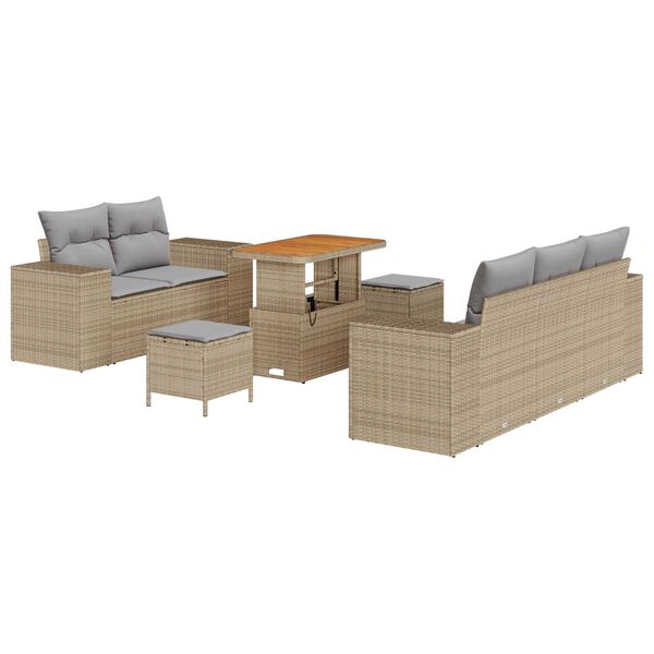 vidaXL Tuin Sofa Set met kussen 8 pcs Beige en Licht Grijs Poly Rattan