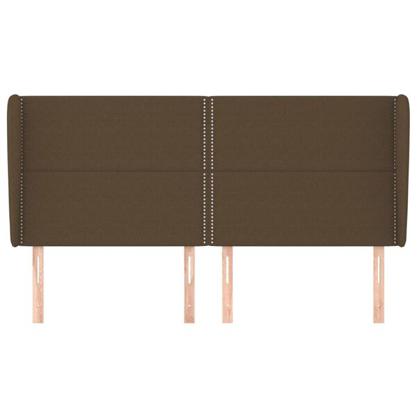 vidaXL Hoofdbord met randen 203x23x118/128 cm stof donkerbruin
