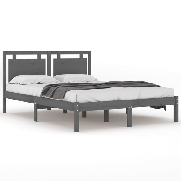 vidaXL Bedframe massief hout grijs 200x200 cm