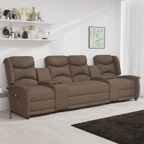 vidaXL Massagestoel 4-zits verstelbaar met bekerhouder taupe