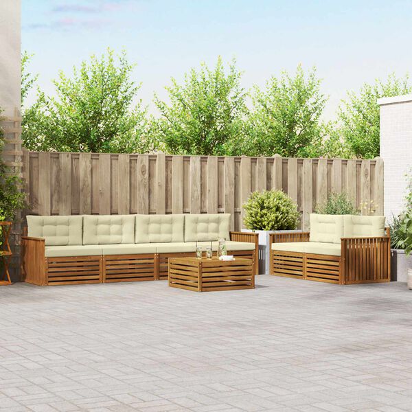 vidaXL Buiten bankenset met kussen 7 pcs Natuurlijk en Cr&egrave;me