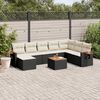 vidaXL 9-delige Loungeset met kussens poly rattan zwart