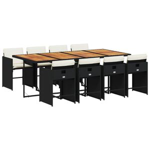 vidaXL 9-delige Tuinset poly rattan zwart