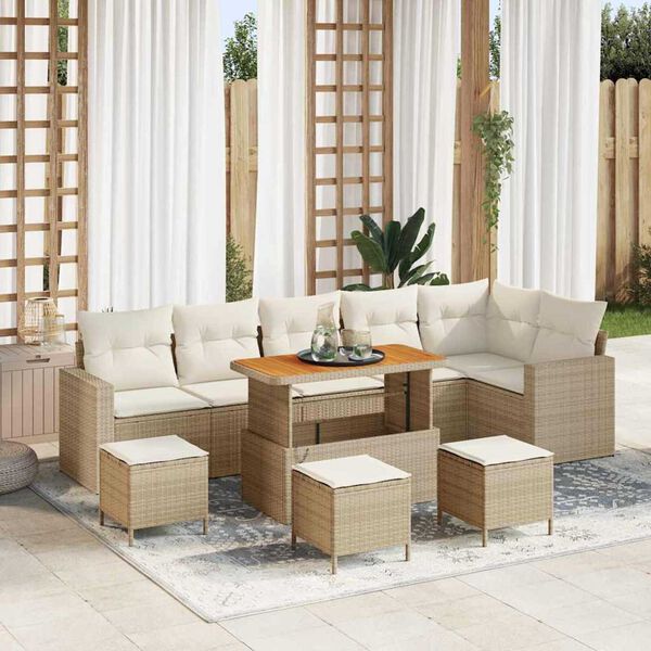 vidaXL Tuinbankenset met kussen 12 pcs Beige en Cr&egrave;me poly rattan
