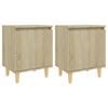 vidaXL Nachtkastjes 2 st met houten poten 40x30x50 cm sonoma eiken