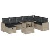 vidaXL 9-delige Loungeset met kussens poly rattan lichtgrijs