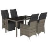 vidaXL 5-delige Bistroset met kussens poly rattan grijs