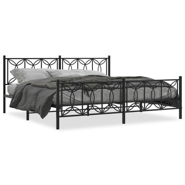 vidaXL Bedframe met hoofd- en voeteneinde metaal zwart 193x203 cm
