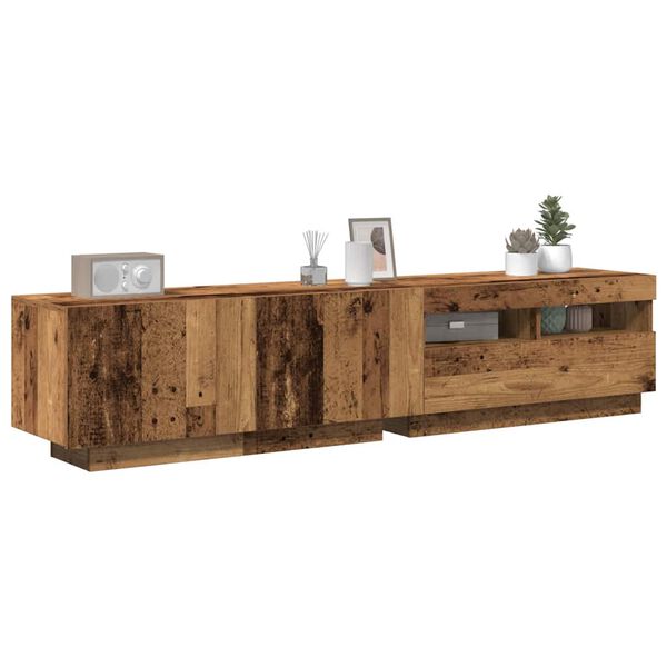 vidaXL Tv-meubel met LED 180x35x40 cm bewerkt hout oud hout