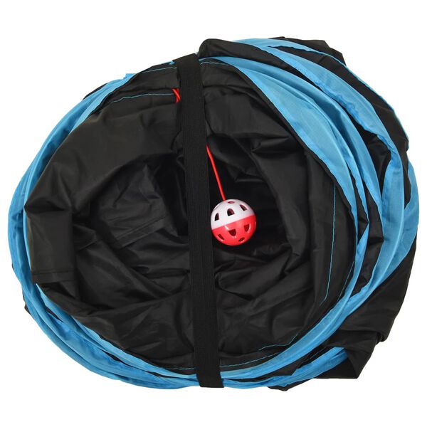 vidaXL Kattentunnel 4-voudig 132 cm polyester zwart en blauw