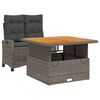 vidaXL 2-delige Tuinset met kussens poly rattan grijs