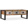 vidaXL Salontafel met 3 lades 100x50x35 cm massief gerecycled hout