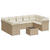 vidaXL 10-delige Loungeset met kussens poly rattan beige