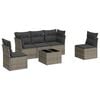 vidaXL 6-delige Loungeset met kussens poly rattan grijs
