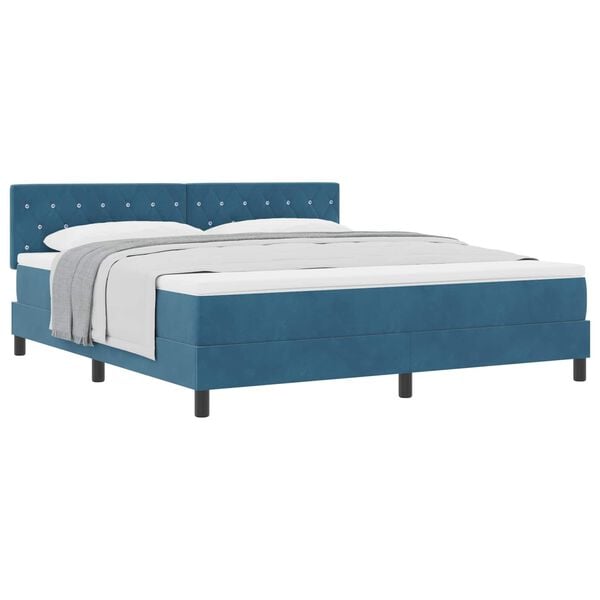vidaXL Boxspringbed met matras Donkerblauw 180 x 200 cm Fluweel