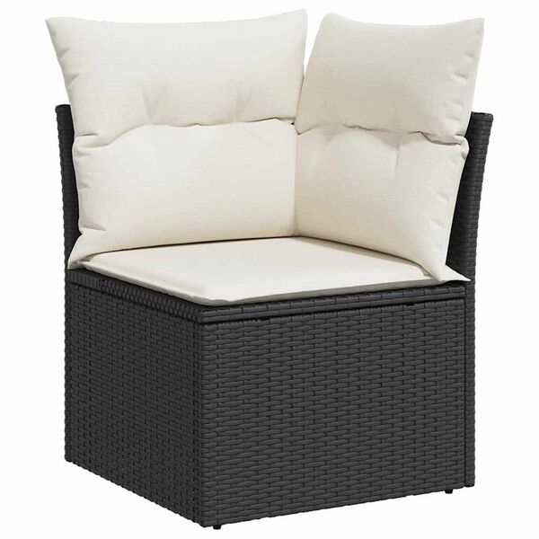 vidaXL 9-delige Loungeset met kussens poly rattan acacia zwart