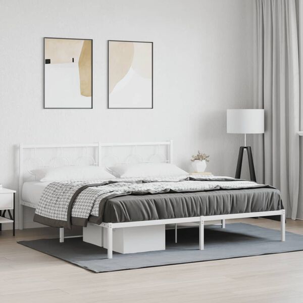 vidaXL Bedframe met hoofdbord metaal wit 180x200 cm