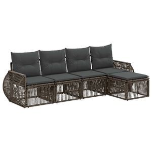 vidaXL Tuinbankenset 5 st Grijs en Donkergrijs poly rattan