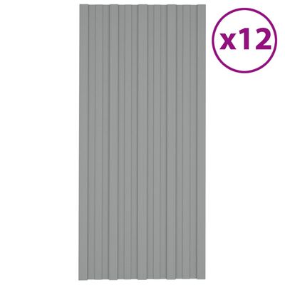 vidaXL Dakpanelen 12 st 100x45 cm gegalvaniseerd staal grijs