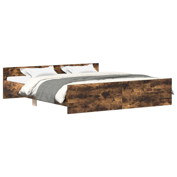 vidaXL Bedframe met hoofd- en voeteneinde gerookt eiken 200x200 cm