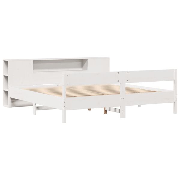vidaXL Bed met boekenkast zonder matras grenenhout wit 180x200 cm