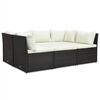 vidaXL 4-delige Loungeset met kussens poly rattan bruin