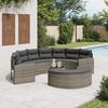 vidaXL 3-delige Loungeset halfrond poly rattan grijs