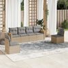 vidaXL 6-delige Loungeset met kussens poly rattan beige