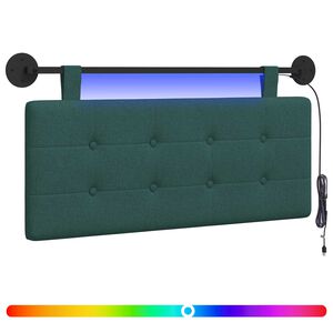 vidaXL Hangend hoofdbord Met LED-verlichting Donkergroen Stof