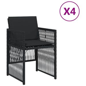 vidaXL Tuinstoelen 4 st met kussens poly rattan zwart