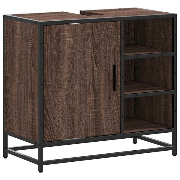 vidaXL Wastafelkast 65x33x60 cm bewerkt hout bruin eikenkleur