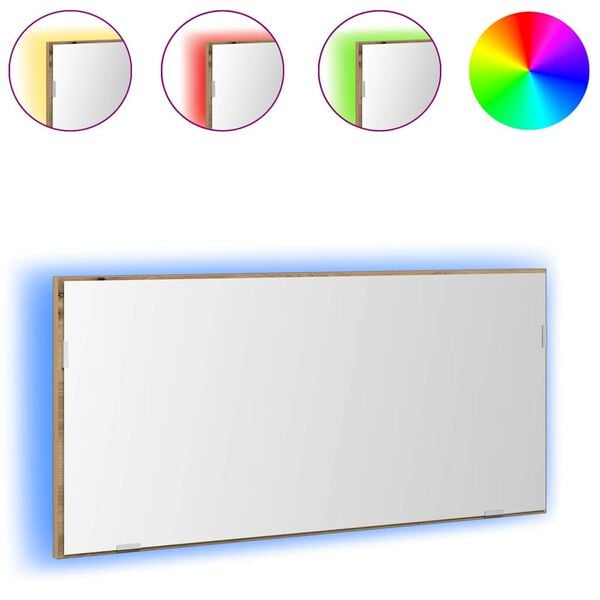 vidaXL Spiegel met LED-striplichten artisanaal eikenkleurig 80 x 37 cm