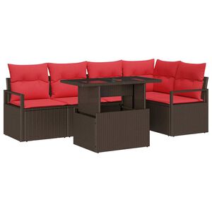 vidaXL Tuin Sofa Set 6 st 5-Aantal zitplaatsen Bruin en Rood