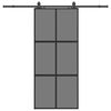 vidaXL Schuifdeur met beslagset 90x205 cm gehard glas zwart