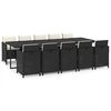 vidaXL 11-delige Tuinset met kussens poly rattan zwart