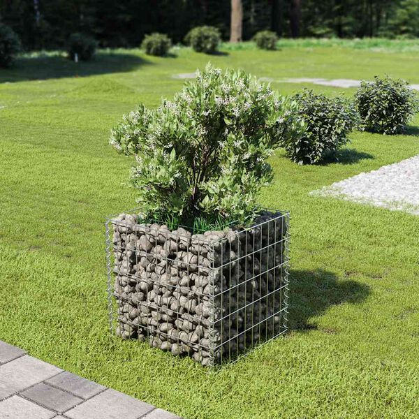 vidaXL Gabion plantenbak verhoogd 50x50x50 cm gegalvaniseerd staal