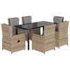 vidaXL 7-delige Tuinset met kussens poly rattan beige