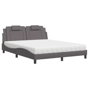 vidaXL Bed "Viana" met matras kunstleer grijs 160x200 cm