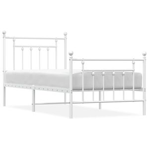 vidaXL Bedframe met hoofd- en voeteneinde metaal wit 90x190 cm
