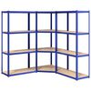 vidaXL Opbergrek 4-laags 3 st staal & bewerkt hout blauw