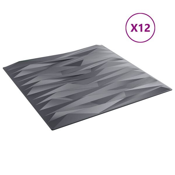 vidaXL Wandpanelen 12 pcs Stone Grey 50 x 50 cm XPS Schuim