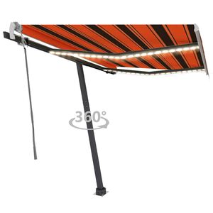 vidaXL Luifel handmatig uittrekbaar met LED 300x250 cm oranje en bruin