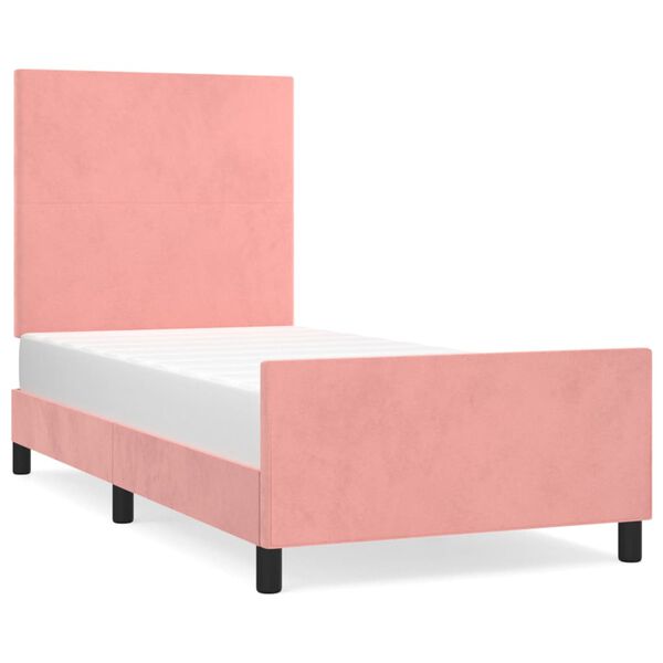 vidaXL Bedframe met hoofdeinde fluweel roze 100x200 cm